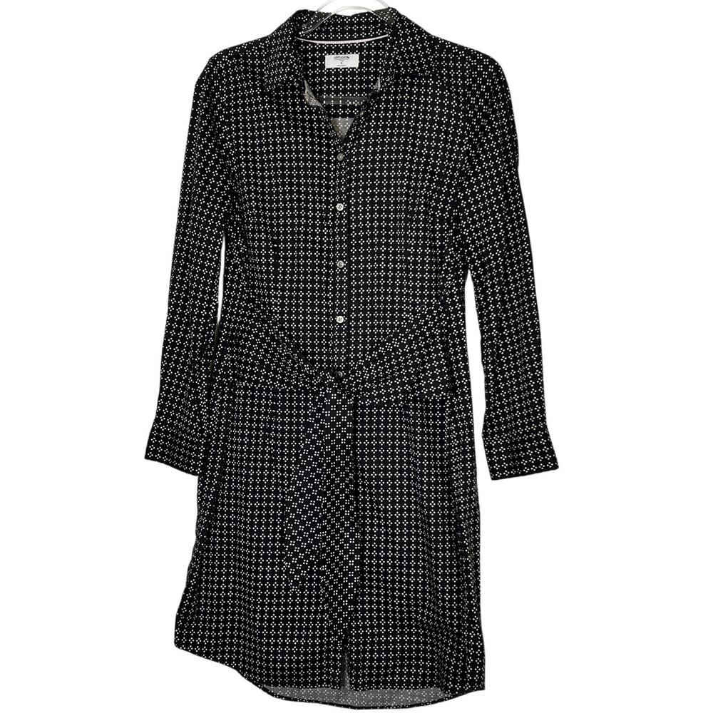 UNTUCKit Stretch Cotton Mikael Shirt Dress 6 Long Sleeve Button Front Tie Waist